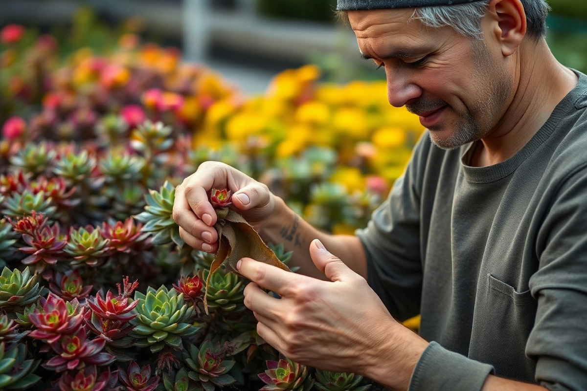 Rimuovere le foglie morte dalle succulente per garantire la crescita sana e rigogliosa delle piante
